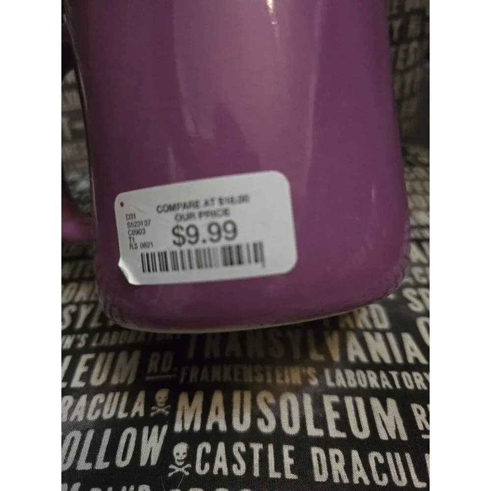 NWT Rae Dunn Purple Beware Halloween Coffee Mug
